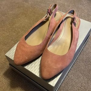 Vionic Jade women’s pink suede slingback flats size 7, mint condition